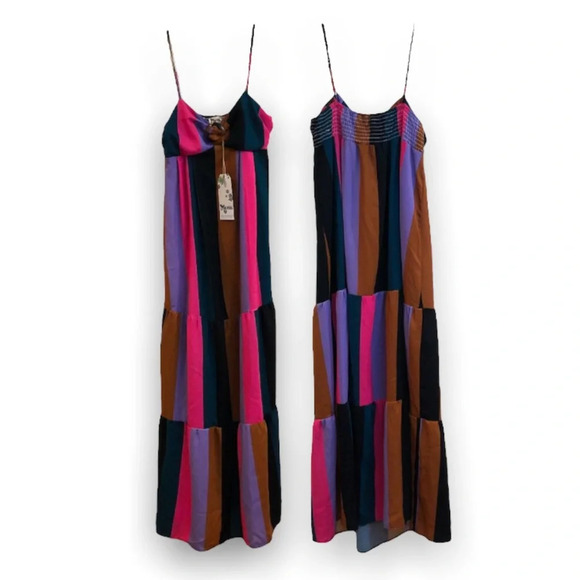 Show Me Your MuMu Dresses & Skirts - Show Me Your Mumu Juniper Striped Tiered Sweetheart Colorful Maxi Dress S NWT